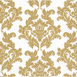 Serwetka  -10- ornament ,złote wzory na białym tle