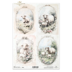 Papier ryżowy ITD A4 R2561, baranki, owieczki