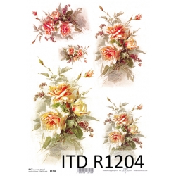 Papier ryżowy A4 R1204 , róże , bukiety