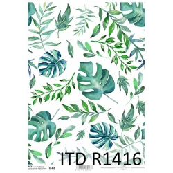 Papier ryżowy A4 R1416 , monstera, liście