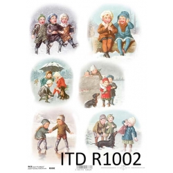 Papier ryżowy ITD A4 R1002  BN koła dzieci