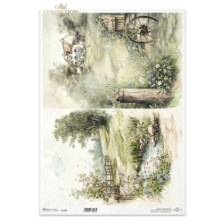 Papier ryżowy ITD A3 R1420L sielskie klimaty, domek