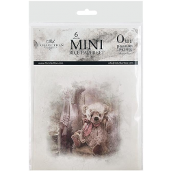 Zestaw papierów ryżowych mini ITD 14,8*14,8cm, 6szt, RSM024, misie