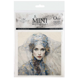 Zestaw papierów ryżowych mini ITD 14,8*14,8cm, 6szt., RSM126, portrety kobiet