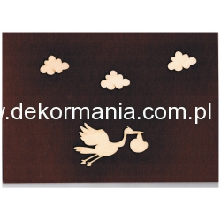 Bocian 10x6 cm  + 3 chmurki 5 x 3,2 cm