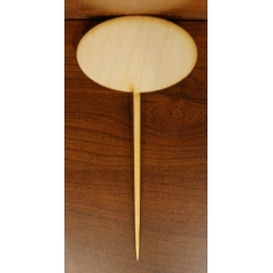 SKLEJKA #3mm  Tabliczka, owal na patyku  wys.17,5 cm  , np ;  opis ziół, sadzonek ,stolików na przyjęciu itp