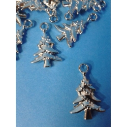 Choinka metalowa , zawieszka kolor chrom 2x1,3cm
