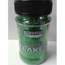 PENTART FOLIA PŁATKI 100ml   ZIELONE , listki folii , COLORED FLAKES