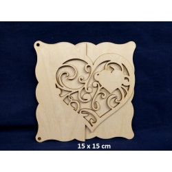 SKLEJKA #3mm Baza 15x15cm , Zaproszenie Ślub, Rocznica / baza serce ażurowe + serduszko 4x4cm / 1260 / BAZA I / tabliczka 15x15cm