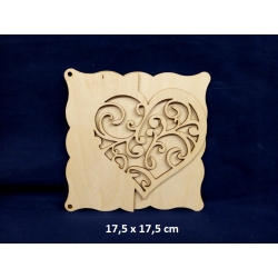 SKLEJKA #3mm Baza 17,5x17,5cm  Zaproszenie Ślub, Rocznica / baza serce ażurowe / 1570 / BAZA I / tabliczka 17,5x17,5cm