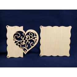 SKLEJKA #3mm Baza 15x15cm , Zaproszenie Ślub, Rocznica / baza serce ażurowe / 1290 / BAZA I / tabliczka 15x15cm