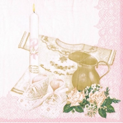 Serwetka -170-   Chrzest, różowa