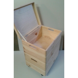 Skrzynia 40x30x22cm na kółkach obrotowych , z deklem u góry, skrzynka 40x30x22cm  z uchwytami 2szt , kuchnia, pokój dziecięcy itp.