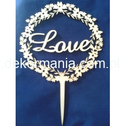 Topper wianek " Love"   28,5x19,5 cm  , dł: patyczka 9cm  /cz;amaze