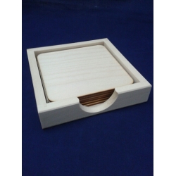Komplet  6 podkładek  10x10 cm zaokrąglonych w pojemniku niskim,podkładkami