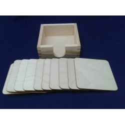 Komplet 10 podkładek 10x10 cm , zaokrąglonych w pojemniku wysokim,podkładkami