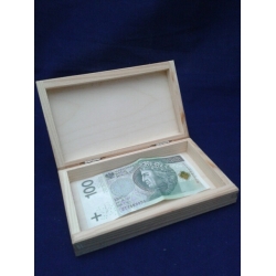 Pudełko 17x10x3,5cm , np: na banknoty, Ślub, Komunia Św., Chrzest Św., urodziny, pudełko drewniane 17x10x3,5