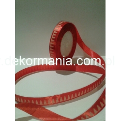 1mb  / Wstążka satynowa 12mm   CZERWONA CHOINKI / satynka 12 / tasiemka satynowa