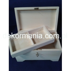 Kuferek 22x13x13,5cm kuferek na kluczyk DUŻY , z wkładem przegrody