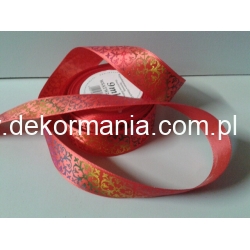 1mb  / Wstążka satynowa z hologramem szerokość 2,5cm  ( nr 050 CZERWONA )