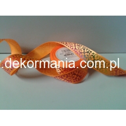 1mb / Wstążka satynowa z hologramem szerokość 2,5cm   ( nr 030 POMARAŃCZ)