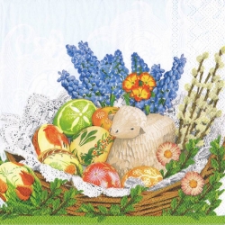 Serwetka -222- Wielkanoc , baranek, pisanki
