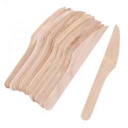 Noże Drewniane 50szt / dł:16cm / nóż drewniany z ząbkami ,  grill, przyjęcie plener