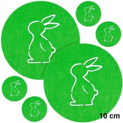 Podkładka pod Kubek Królik Zieleń 6szt / filc 2mm  / koło 10cm / zajączek