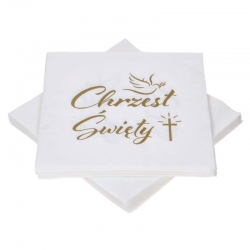 Serwetka -1006- Chrzest Święty  , gołąb, krzyż, napis złoty