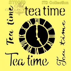Szablon - 16x16cm , ST0050B , Tea time