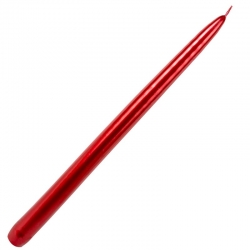 Świeca , świeczka  stożkowa 29cm ,  CZERWONA  metalik