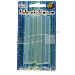 Klej do pistoletu na gorąco , sztyft kleju  bezbarwny 6szt ./ 7mm x 10cm /   wkład klejowy / JB07-BZ bezb.
