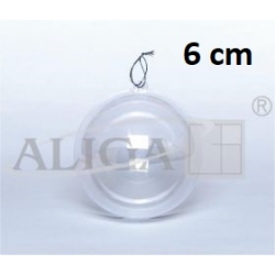 Bombka akrylowa 6cm , składana w pionie , bombka plexi 6/ AB-06 /ALIGA, kula akrylowa 6cm , bombka 6cm