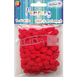 Pompony 1cm / 120szt CZERWONE POM-303