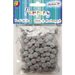 Pompony 1cm / 120szt  SZARE  POM-311