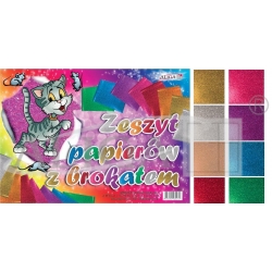 Zeszyt papierów z brokatem ZB-8 (B-5) Zeszyt papierów z brokatem. 8 kolorów, gramatura 150g / Rozmiar 17,5 x 25cm