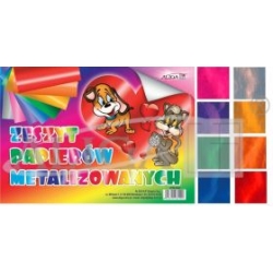 Zeszyt papierów metalizowanych  / B5 / ZPM-2900 / 8 kolorów, gramatura 180g. Rozmiar 17x25cm