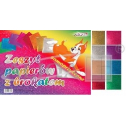 Zeszyt papierów z brokatem SAMOPRZYLEPNE / ZPBS-6389 17x25cm 250g, PAPIER BROKATOWY