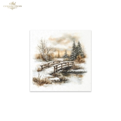 Zestaw papierów ryżowych mini ITD 14,8*14,8cm / 6szt /  RSM205 / zimowe , domek, krajobraz zimowy
