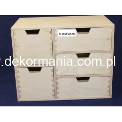 Komódka z 5 szufladkami  36x21x28,5cm ,przybornik na biurko,szafkę,  organizer itp., 5 szufladek