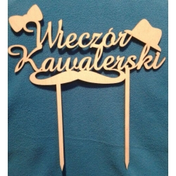 Wieczór kawalerski topper h- 26cm  / dł: 24cm    ( kapelusz, mucha , wąsy )