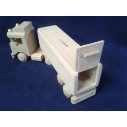 SKARBONKA  model ciężarówki , tir ,  zabawka drewniana