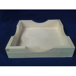 Pojemnik 20x20x4cm /  pojemnik na serwetki, na podkładki  /  4 podfrezowania / 9584
