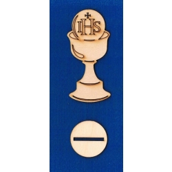 Komunia Święta , kielich 10cm na podstawce fi 4cm,IHS / SKLEJKA #3mm / ozdoba stołu, dekoracje