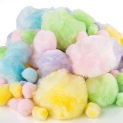 Pompony Pluszowe Mix wielkości 1cm - 4cm /  60szt /  Pastelowe