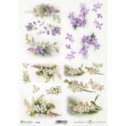Papier ryżowy A4 R2193  kwiaty różne, wiosna, konwalie