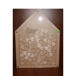 Księga Gości z 70 serduszkami do wrzucania , sklejka , plexi , 50x37 cm