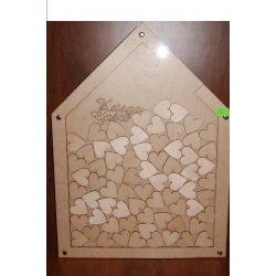 Księga Gości z 70 serduszkami do wrzucania , sklejka , plexi , 50x37 cm