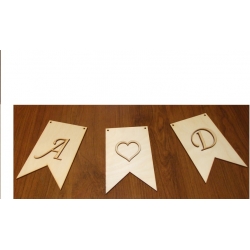 Proporczyk , flaga, baner itp. 15x9,5cm , zawieszka ślubna z sercem pustym w środku