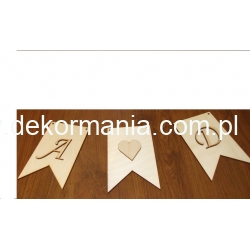 Proporczyk , flaga, baner itp. 15x9,5cm , zawieszka ślubna z sercem pełnym